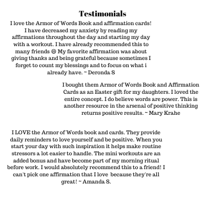 Armor of Words Book of Affirmations Package with Affirmation Cards by Author Brit Lashae